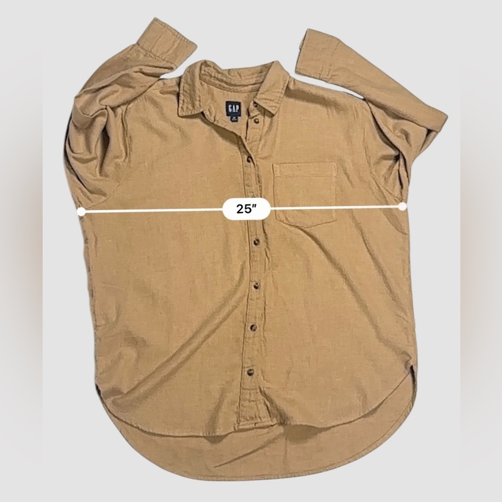 GAP Camel Heather Flannel Women’s Button-Up Shirt 100% Cotton – Size M - Picture 12 of 16